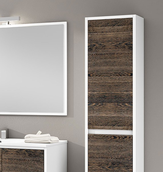 Dmora Columna de baño Hollywood, Mueble columna para baño con 2