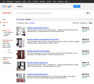 Mobalux en Google shopping